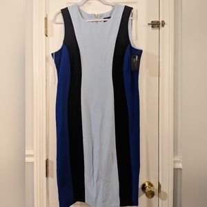 RonniNicole knee length multicolor sheath dress. Size 14, NWT